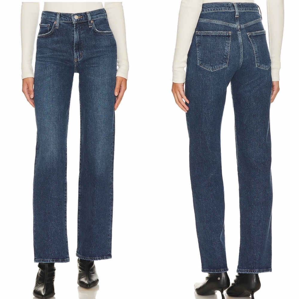 AGOLDE Harper Relaxed Straight Mid-Rise Jeans in Tempo Size 23